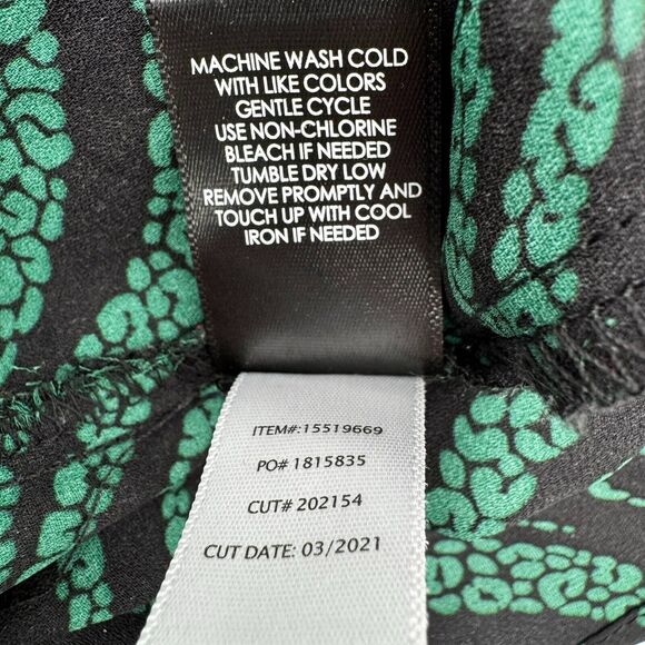 TORRID 4XL Sheer Green Black Button up Blouse Top 3/4 Sleeve Lace Zebra Stripe - Picture 5 of 8